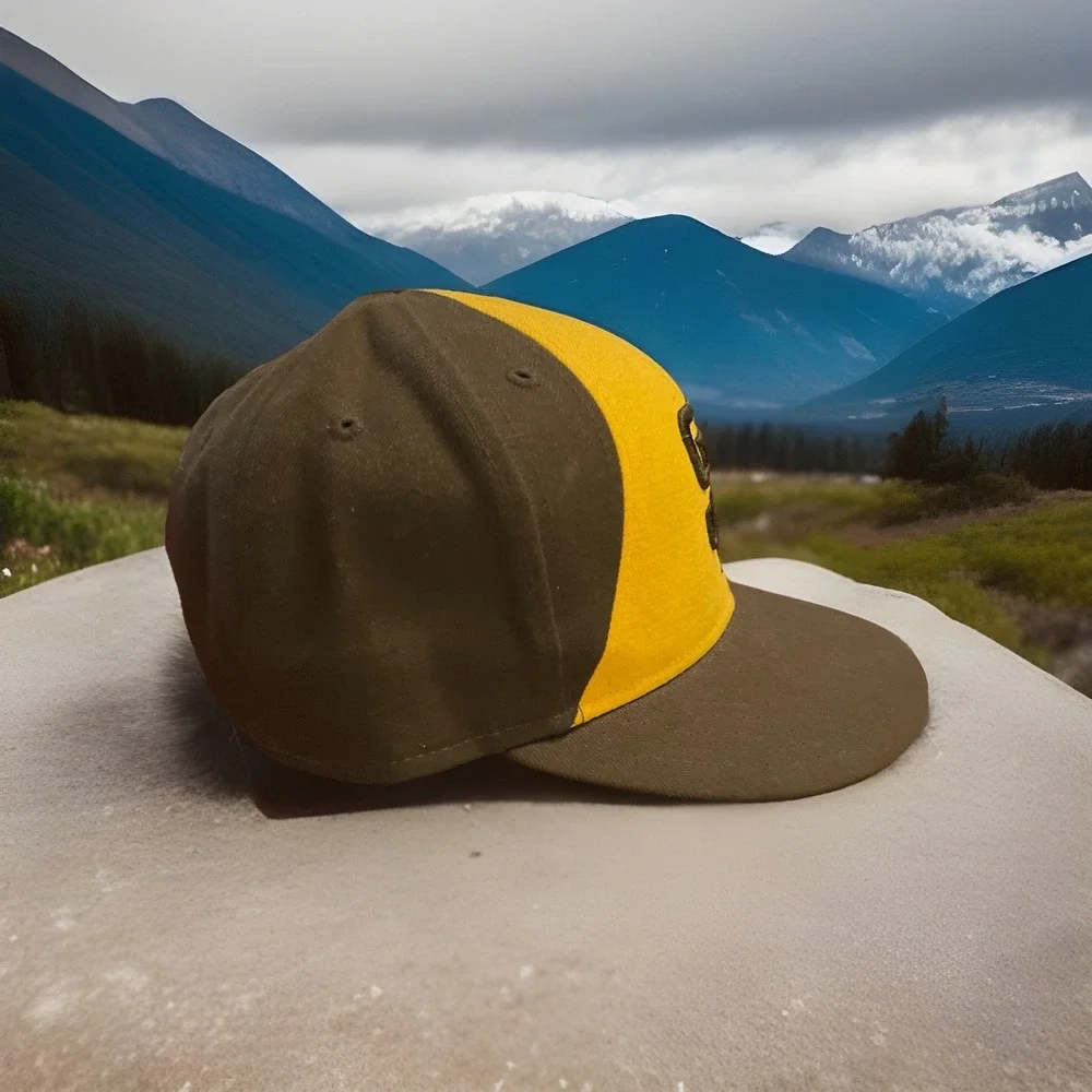 San Diego Fitted New Era 59fifty Hat Adult Sz 7 1/4‎ Brown Yellow Ball Cap Hat